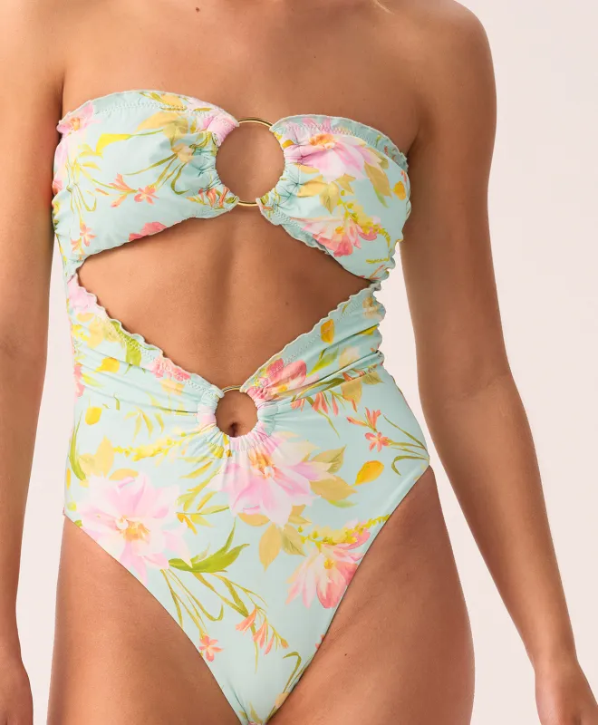 Petal Lettuce Edge Strapless Ring One Piece sold by PQ Swim