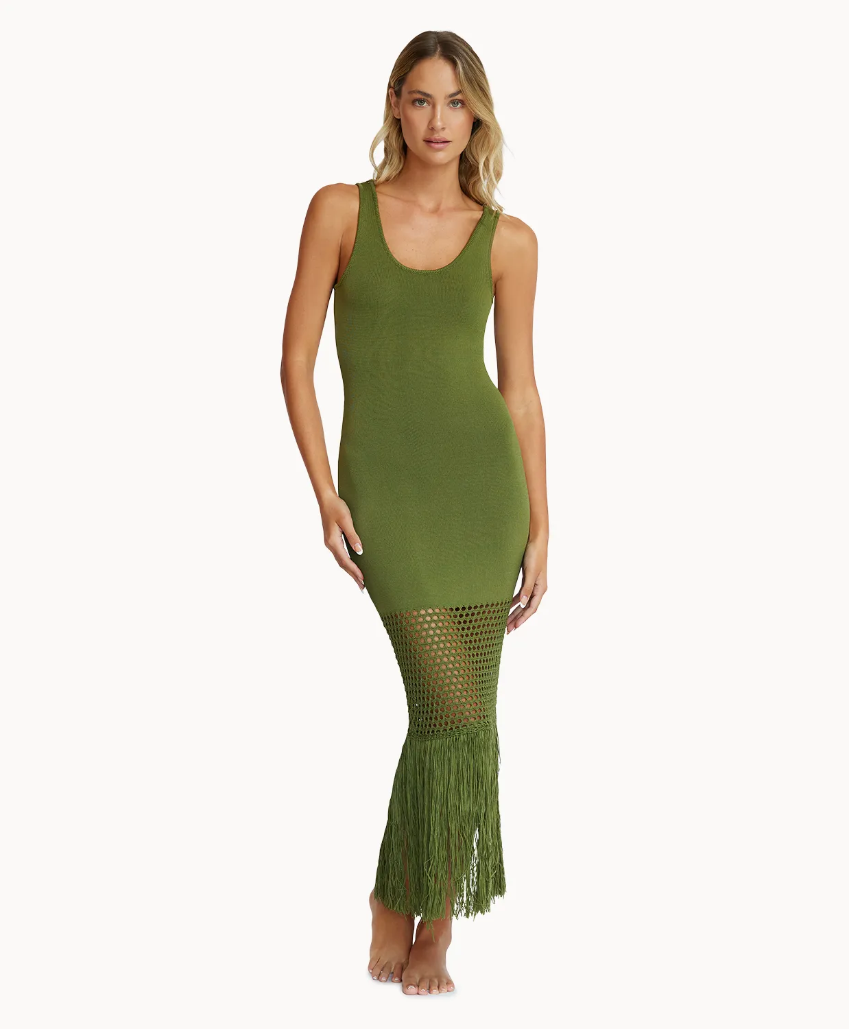 Olive Claudia Fringe Dress (FINAL SALE) sold by PQ Swim product image thumbnail 3