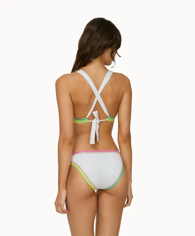 Platinum Water Lily Crochet Trim Scoop Bottom sold by PQ Swim