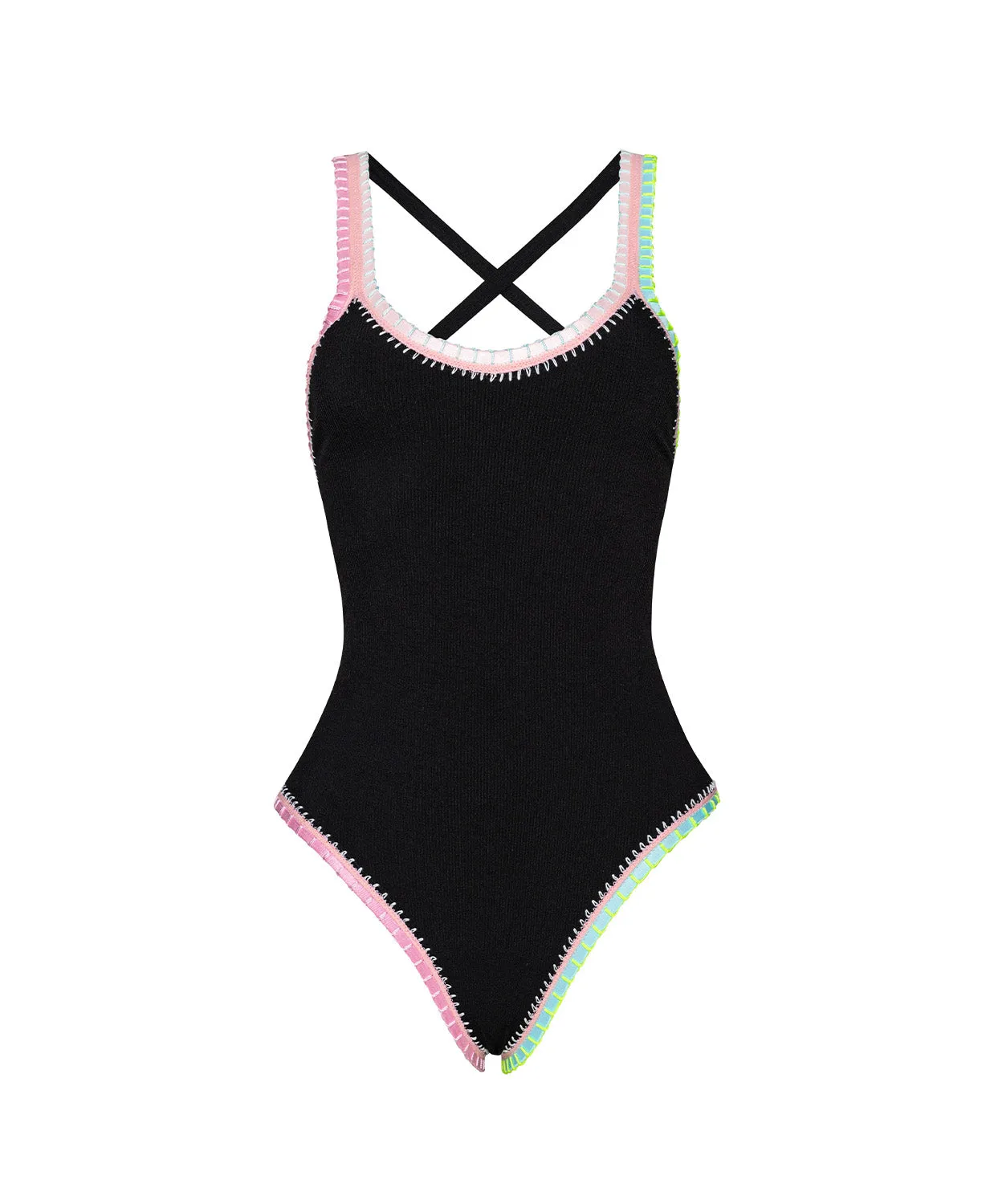 Platinum Black Pearl Crochet Trim One Piece sold by PQ Swim product image thumbnail 2