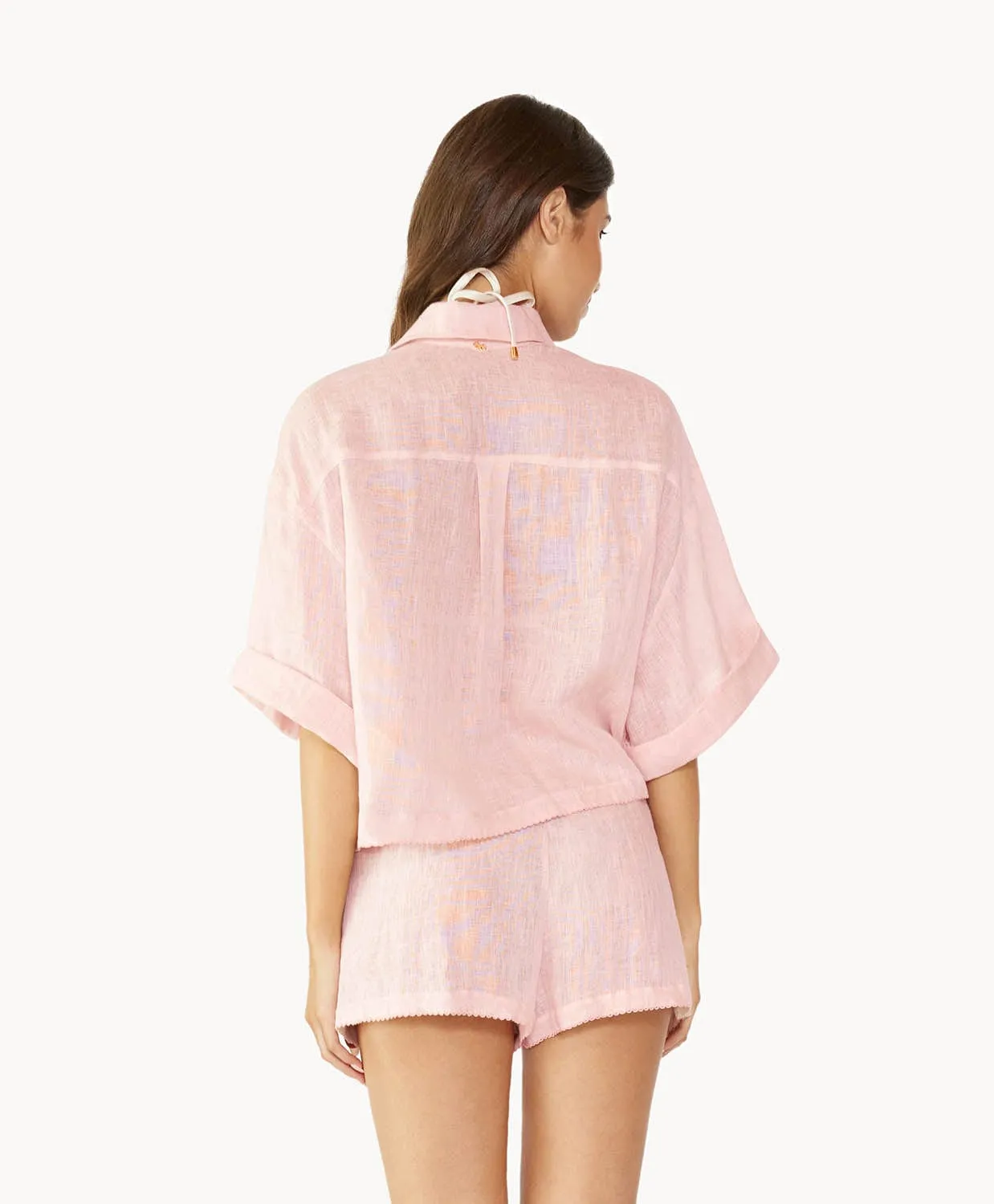 Pink Scalloped Linen Shorts (FINAL SALE) sold by PQ Swim product image thumbnail 3