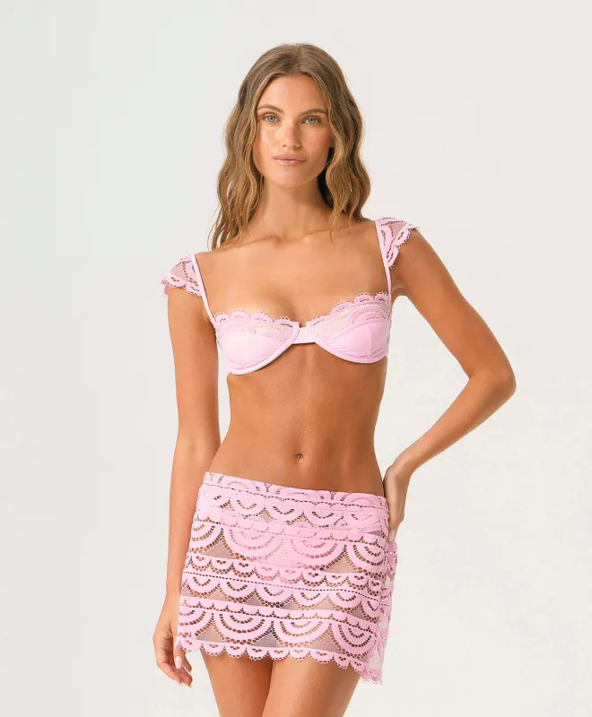 Rosé Lace Maycee Skirt made by PQ Swim