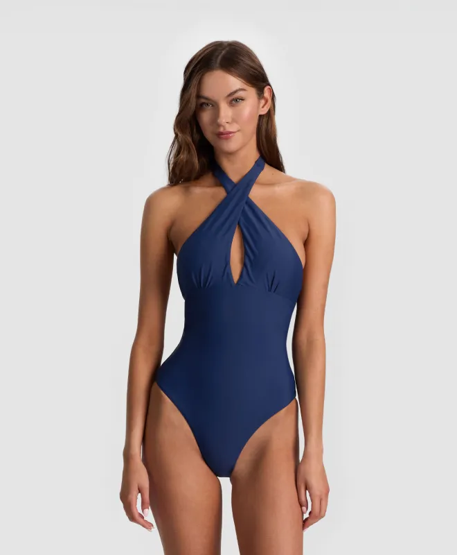 A+O x PQ Navy Cross Front One Piece made by PQ Swim