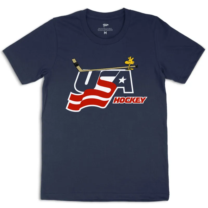 Peanuts x USA Hockey Woodstock Logo Tee sold by Streaker Sports