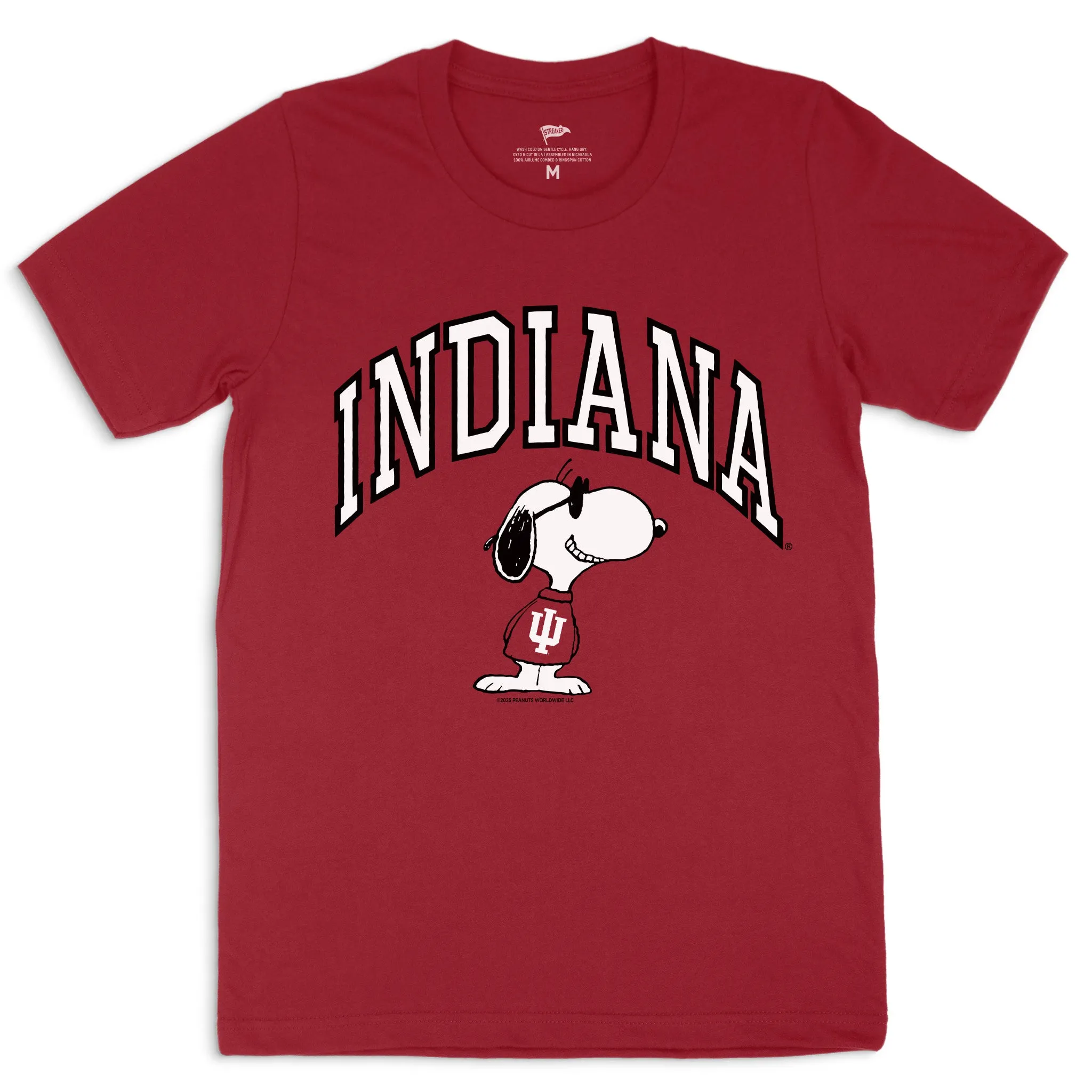 Peanuts x Indiana Joe College Tee sold by Streaker Sports