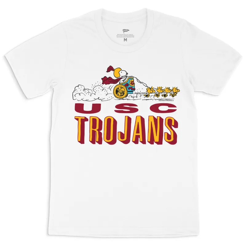 Peanuts x USC Snoopy Chariot Tee sold by Streaker Sports
