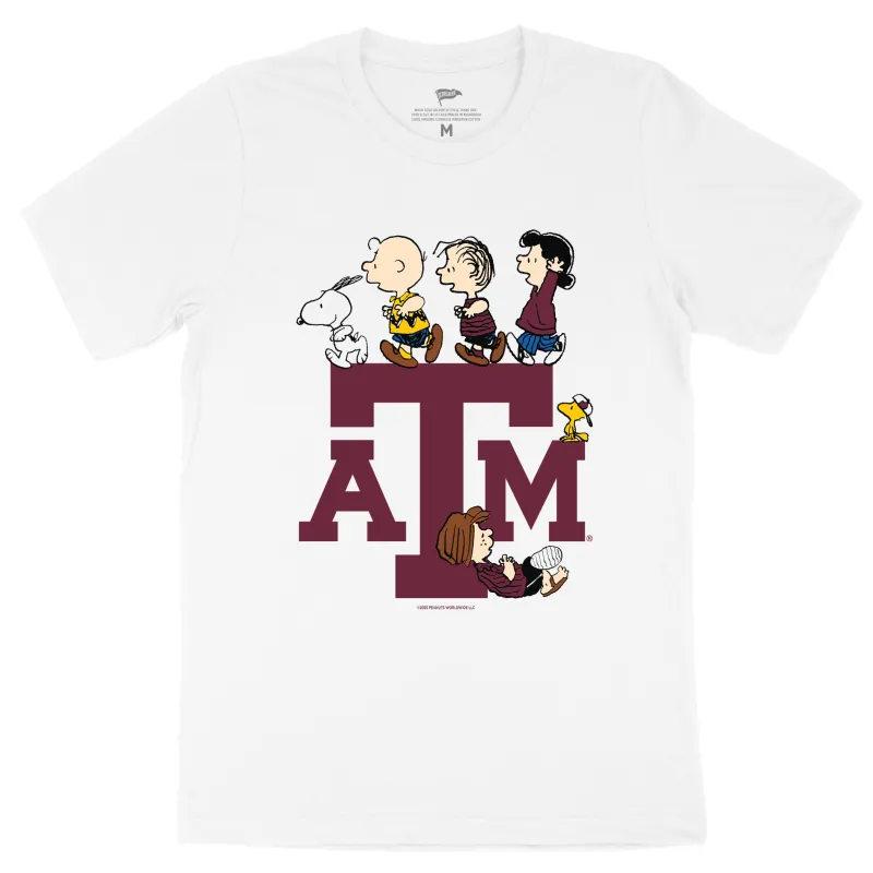 Peanuts x Texas A&M The Gang Tee sold by Streaker Sports