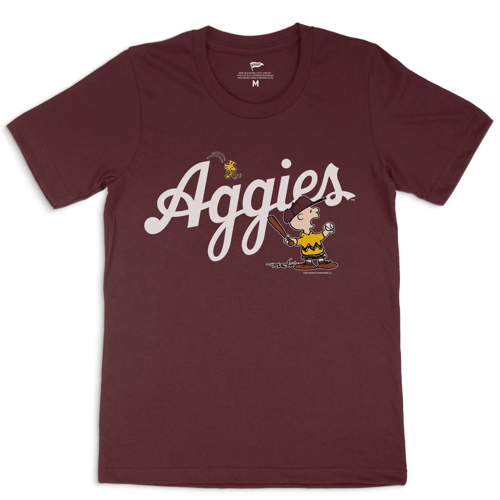 Peanuts x Texas A&M Baseball Tee sold by Streaker Sports