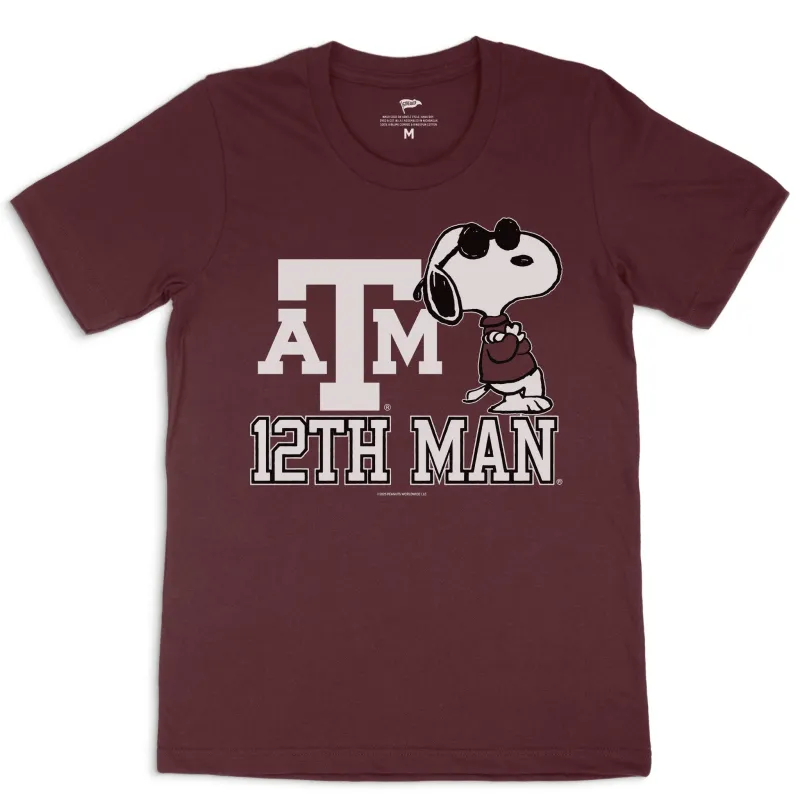 Peanuts x Texas A&M Joe Cool 12th Man Tee sold by Streaker Sports