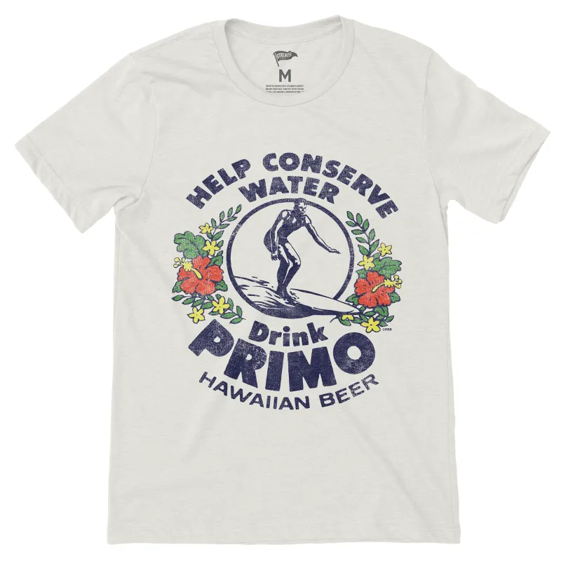 Primo Hawaiian Beer Vintage Conserve Water Tee sold by Streaker Sports