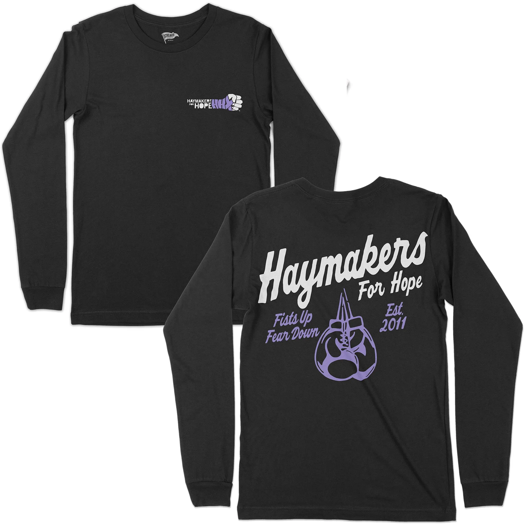 Haymakers for Hope Fists Up Fear Down Long Sleeve sold by Streaker Sports