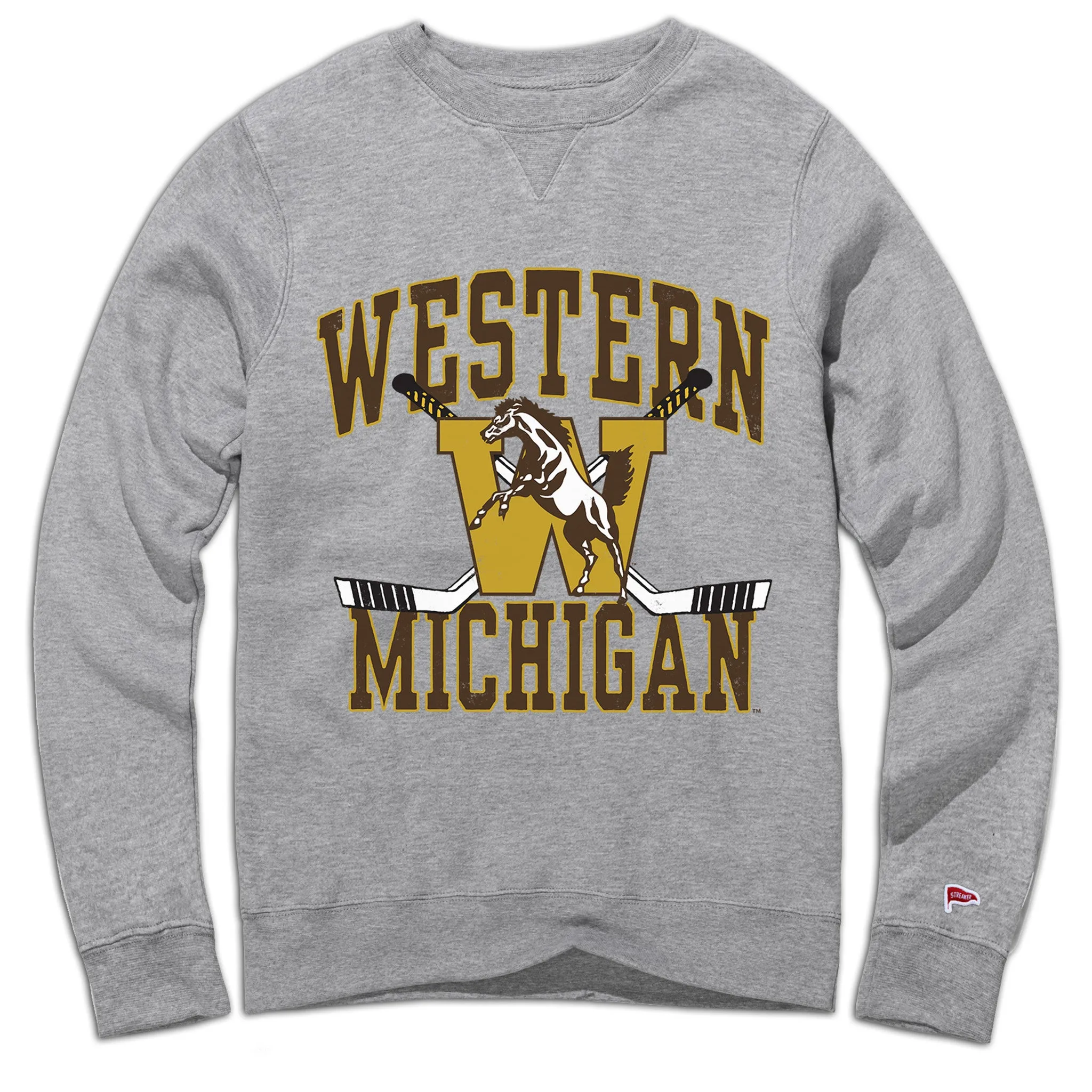 Western Michigan Vintage Hockey Crewneck Sweatshirt sold by Streaker Sports