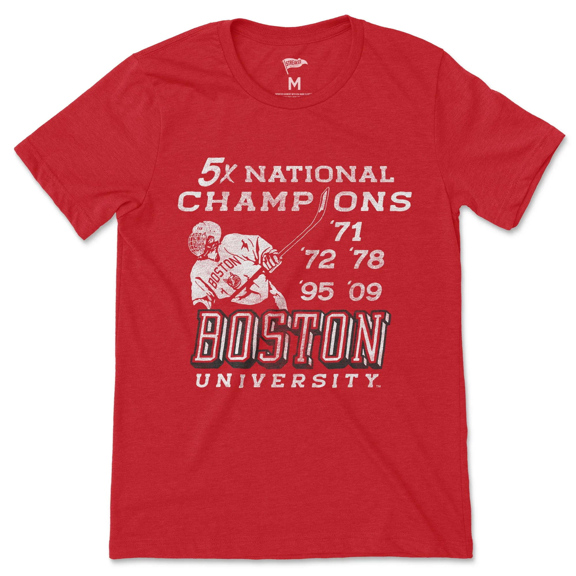 Boston University Hockey 5x National Champions Tee sold by Streaker Sports