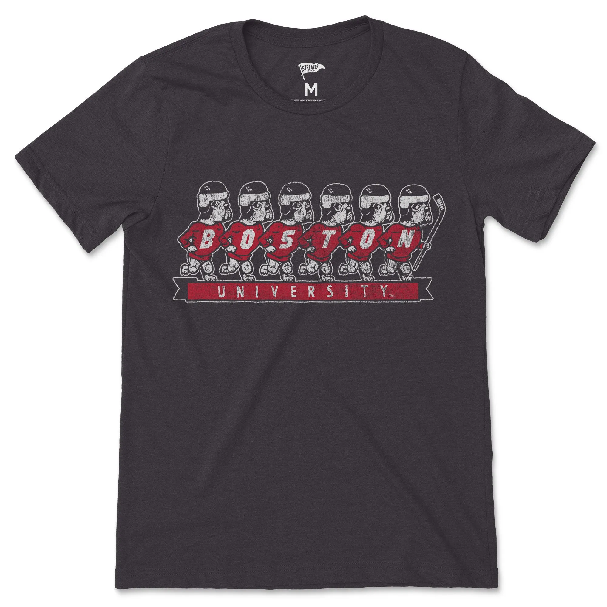 Boston University Vintage Hockey Lineup Tee sold by Streaker Sports