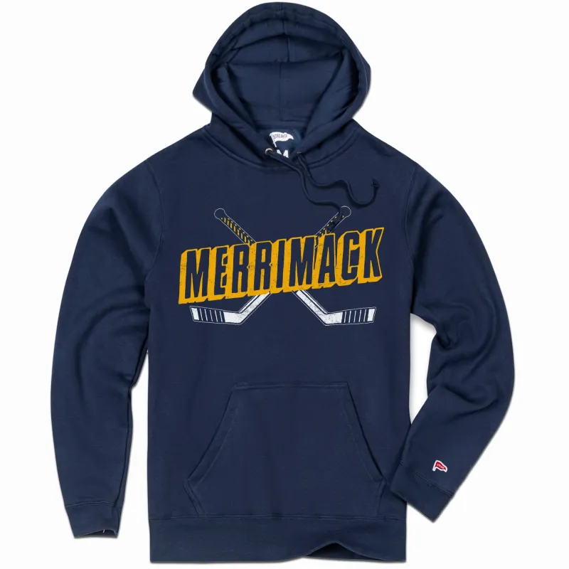 Merrimack Vintage Hockey Crossed Sticks Hoodie sold by Streaker Sports