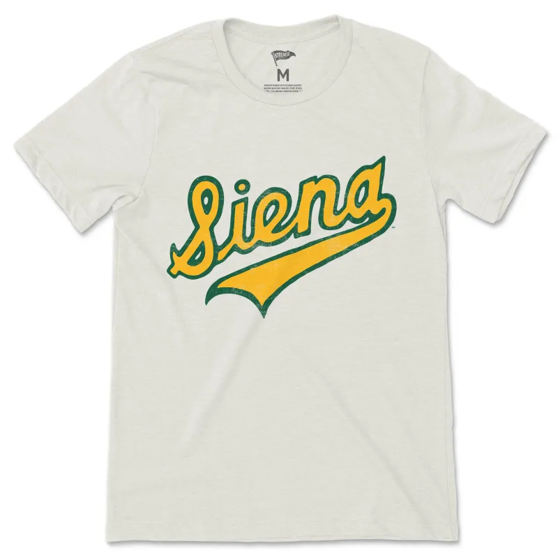Siena Vintage Baseball Script Tee sold by Streaker Sports
