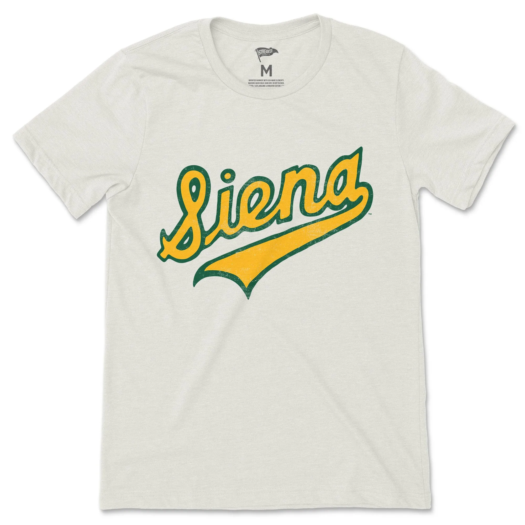 Siena Vintage Baseball Script Tee sold by Streaker Sports