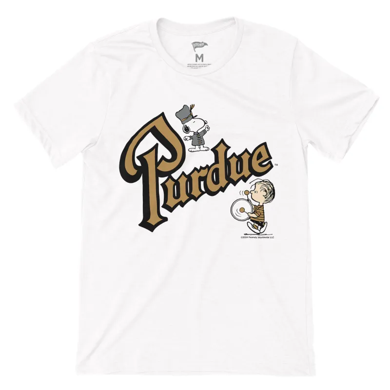 Peanuts x Purdue Vintage Marching Band Tee sold by Streaker Sports