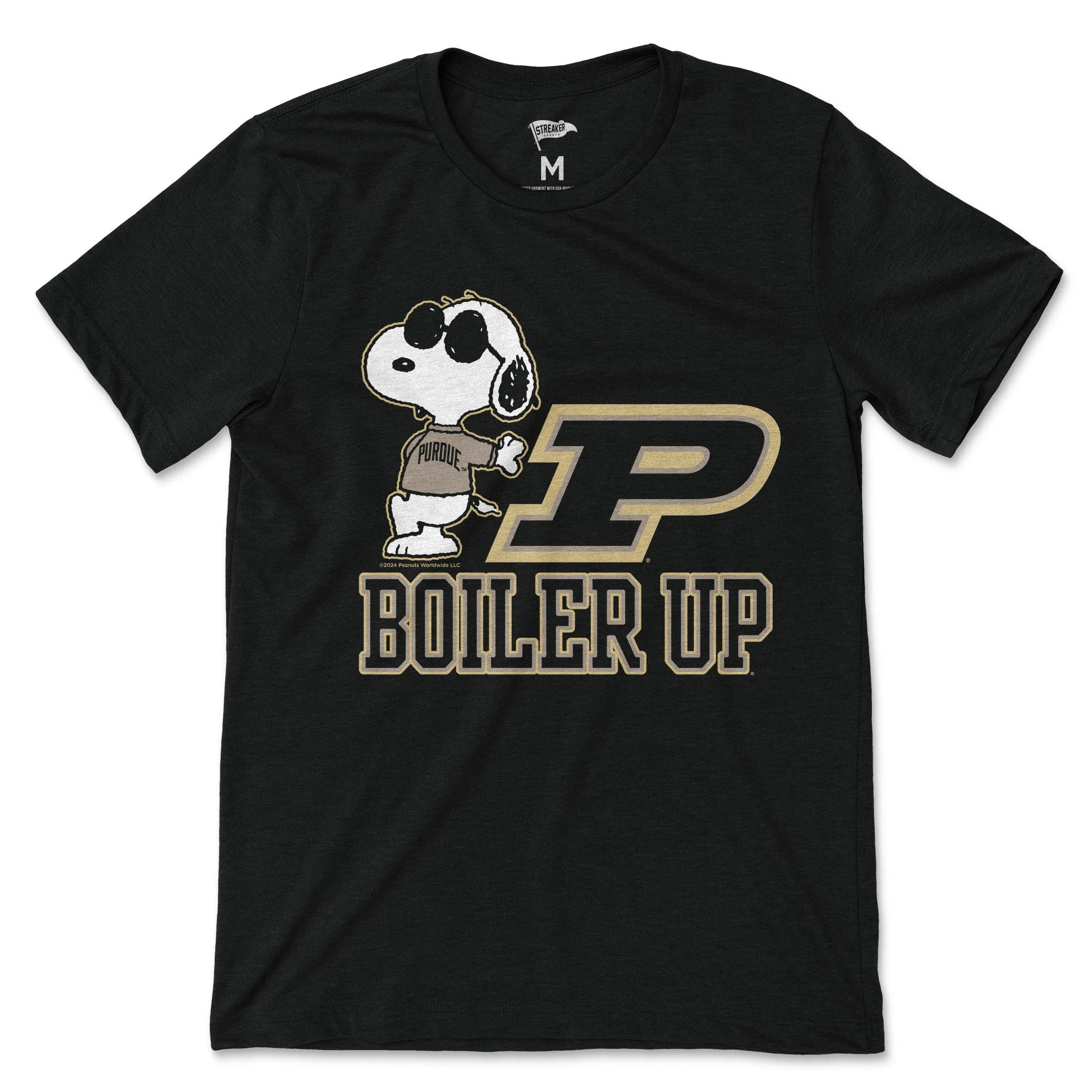 Peanuts x Purdue Joe Cool Tee sold by Streaker Sports