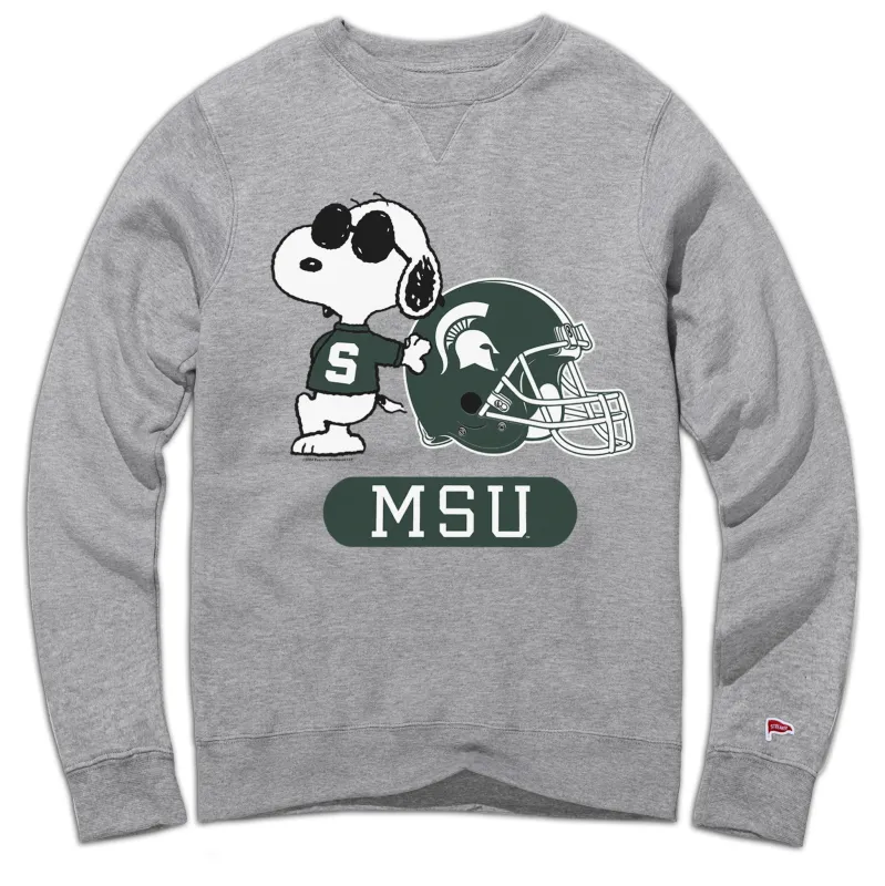Peanuts x Michigan State Joe Cool Football Crewneck Sweatshirt sold by Streaker Sports