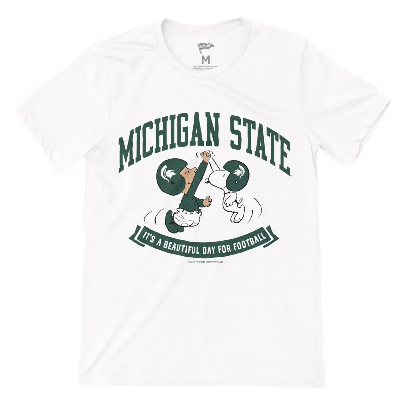 Peanuts x Michigan State It's A Beautiful Day For Football Tee sold by Streaker Sports