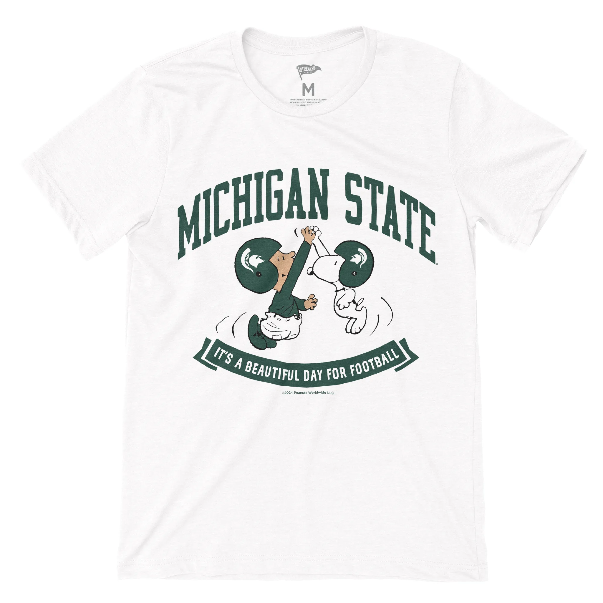 Peanuts x Michigan State It's A Beautiful Day For Football Tee sold by Streaker Sports