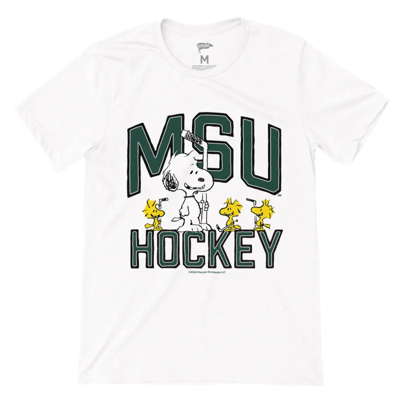 Peanuts x Michigan State Hockey Tee sold by Streaker Sports