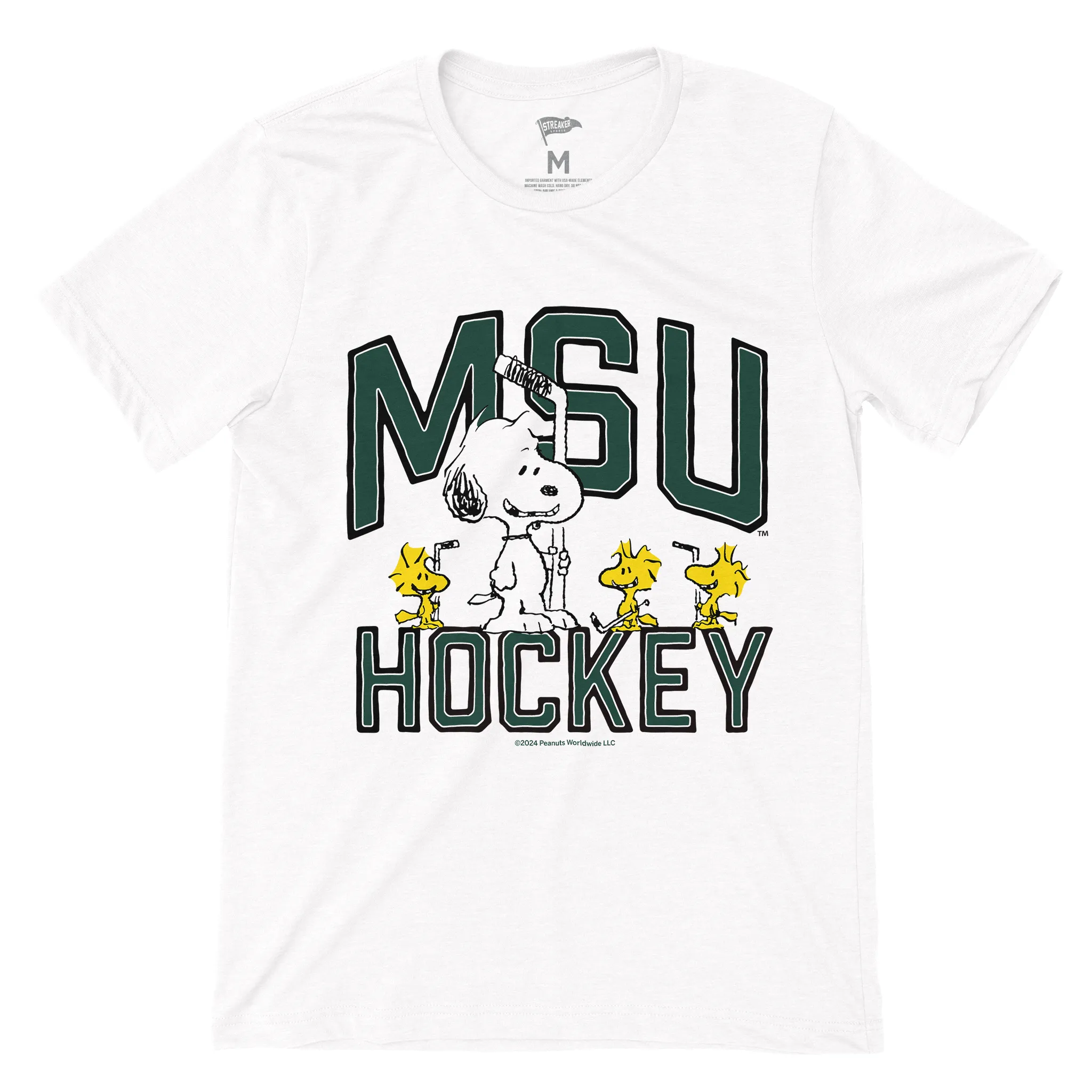 Peanuts x Michigan State Hockey Tee sold by Streaker Sports