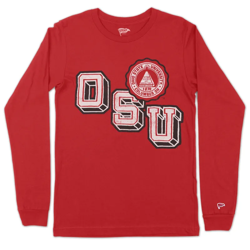Ohio State Vintage Letterman Long Sleeve sold by Streaker Sports