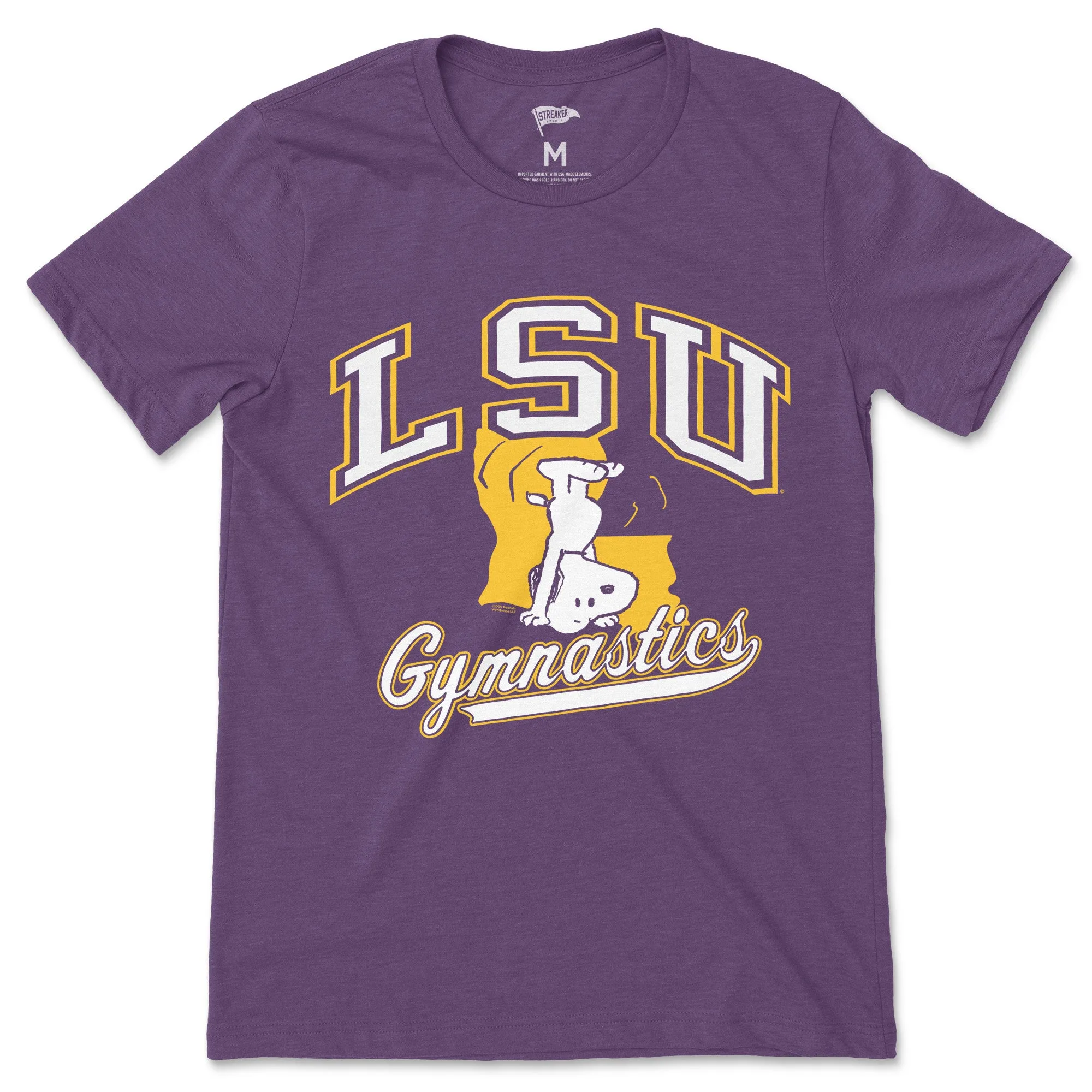 Peanuts x LSU Gymnastics Tee sold by Streaker Sports