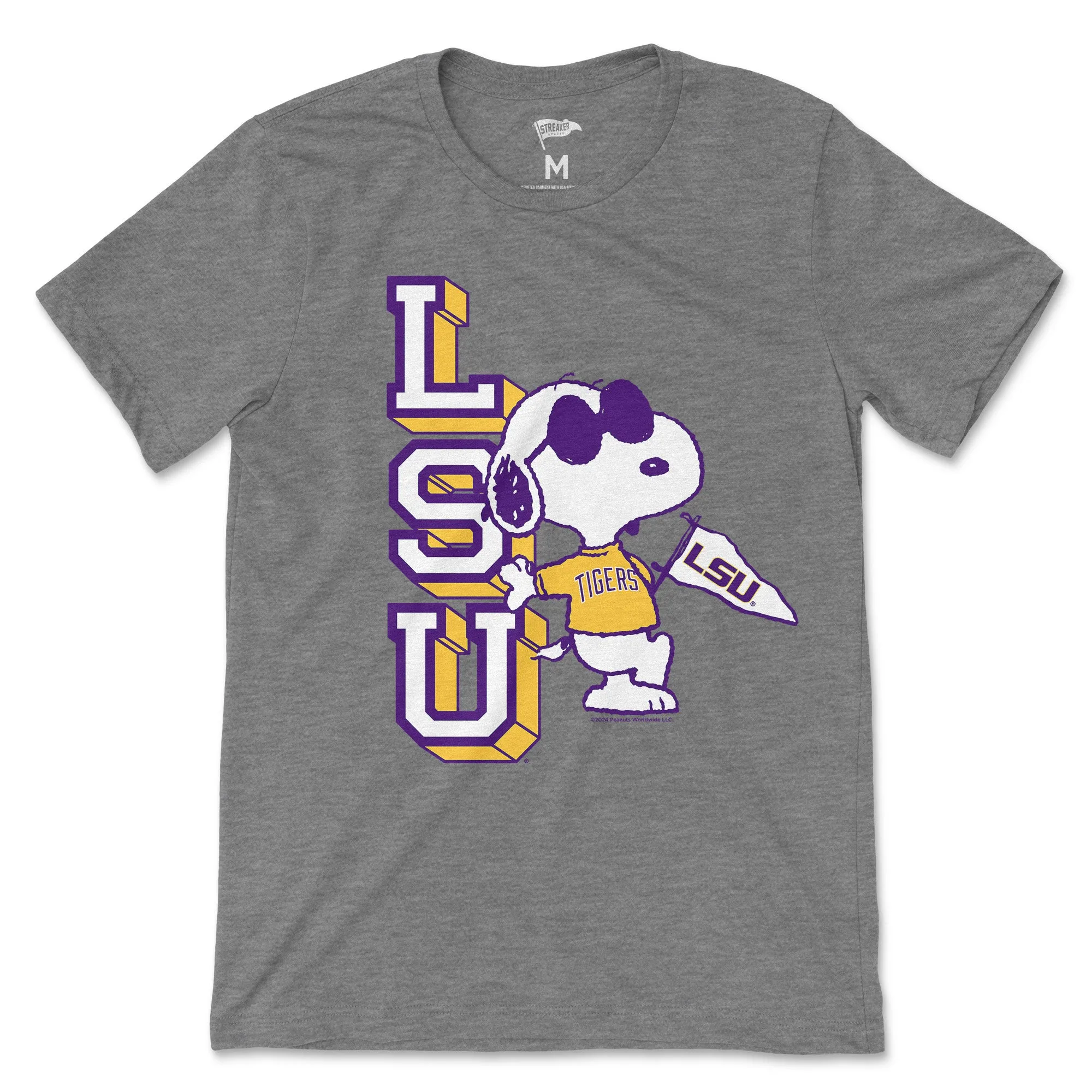 Peanuts x LSU Joe Cool Tee sold by Streaker Sports