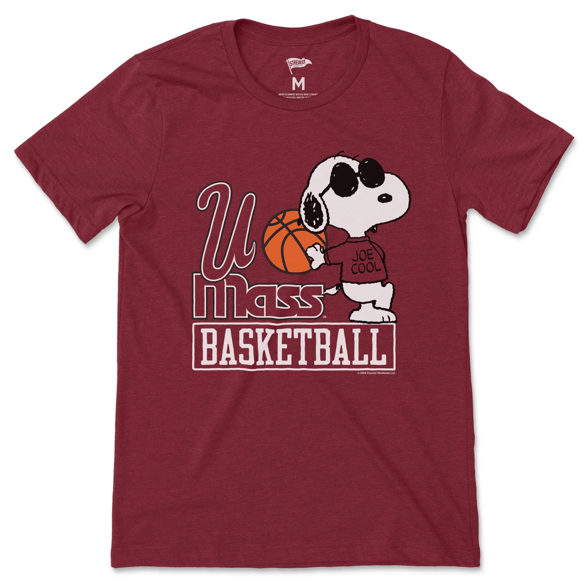 Peanuts x UMass Snoopy Basketball Tee sold by Streaker Sports