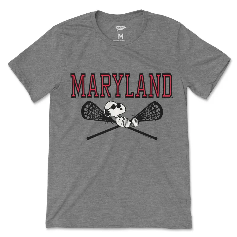 Peanuts x Maryland Lacrosse Tee sold by Streaker Sports