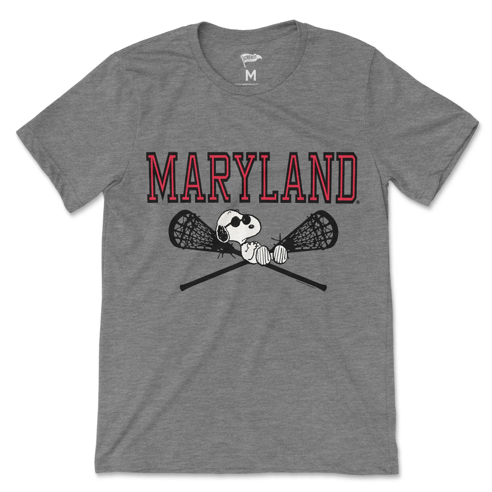 Peanuts x Maryland Lacrosse Tee sold by Streaker Sports