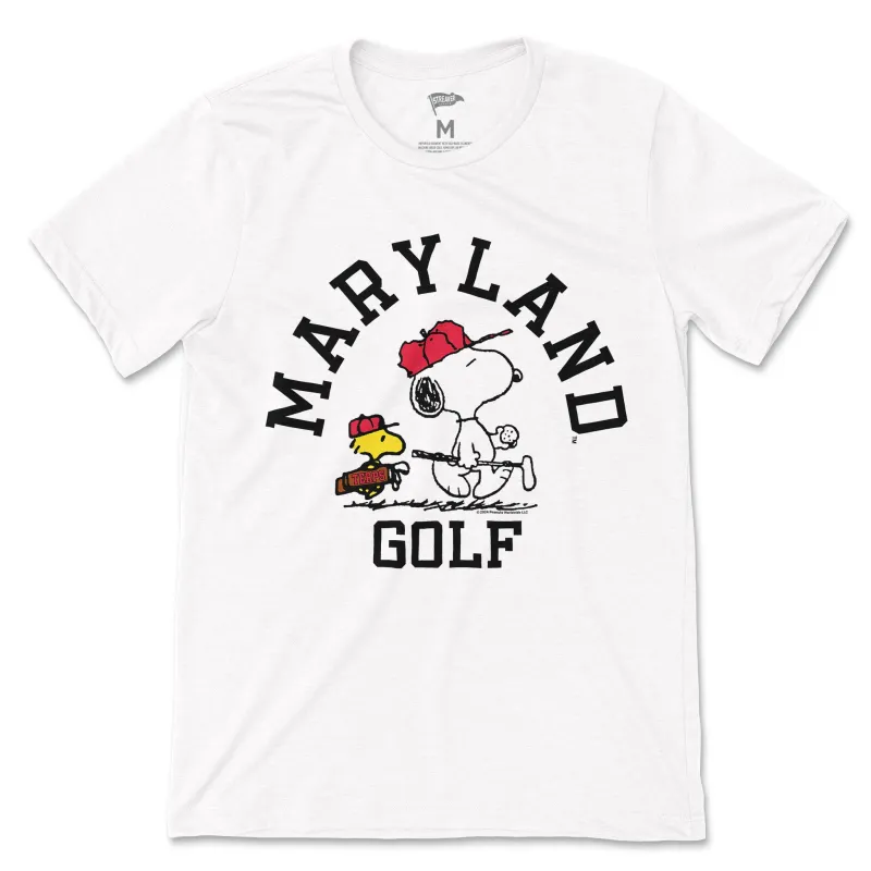 Peanuts x Maryland Golf Tee sold by Streaker Sports