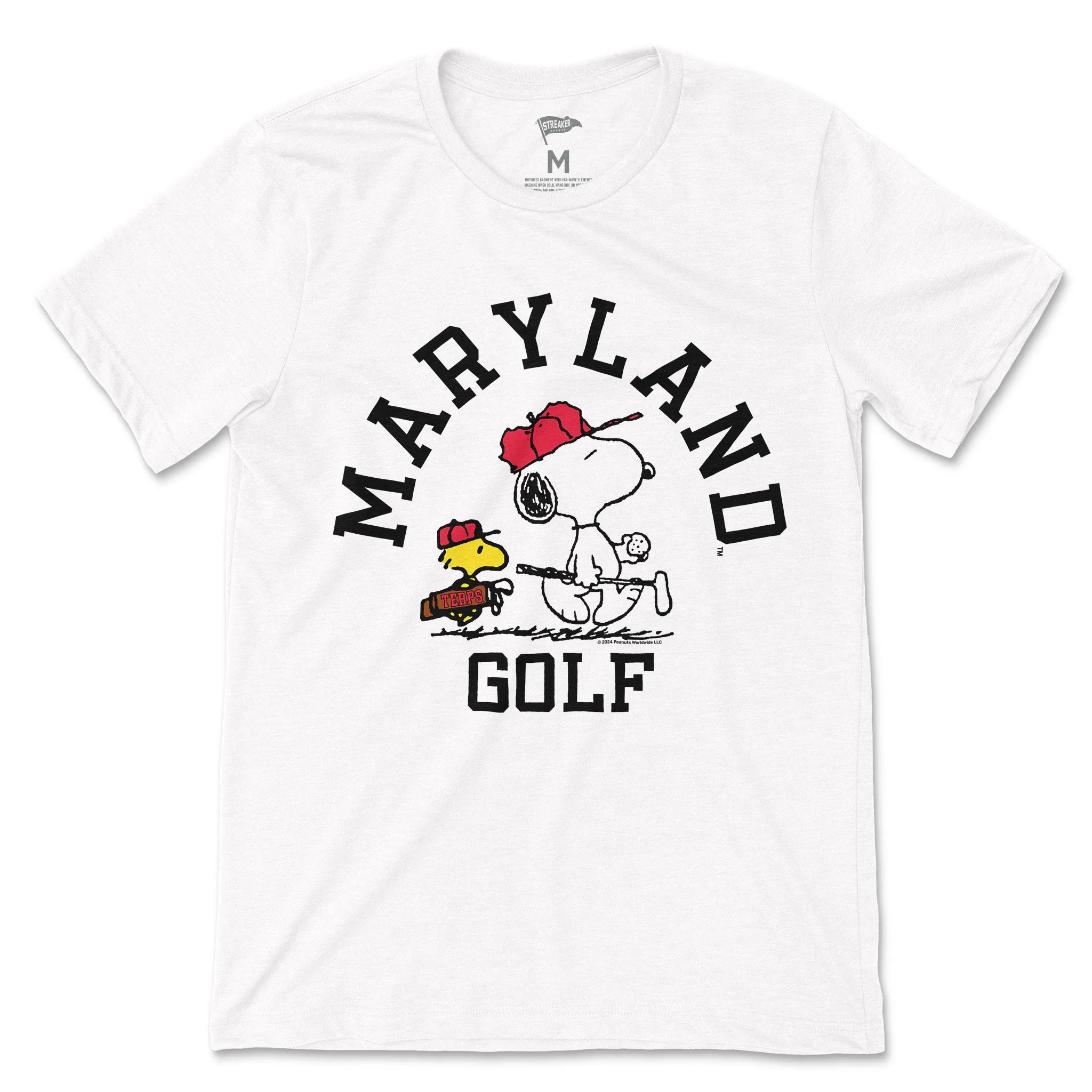 Peanuts x Maryland Golf Tee sold by Streaker Sports