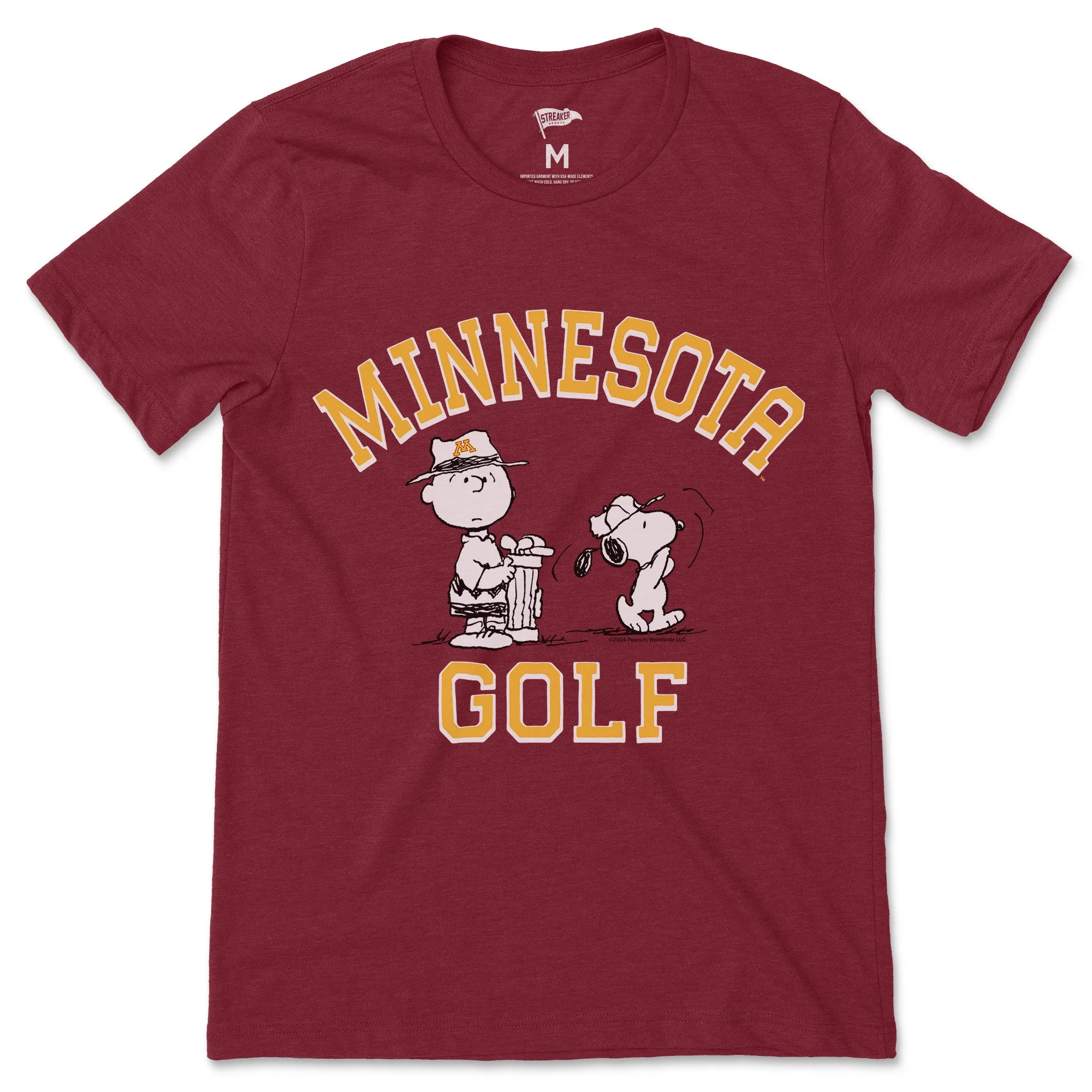 Peanuts x Minnesota Golf Tee sold by Streaker Sports
