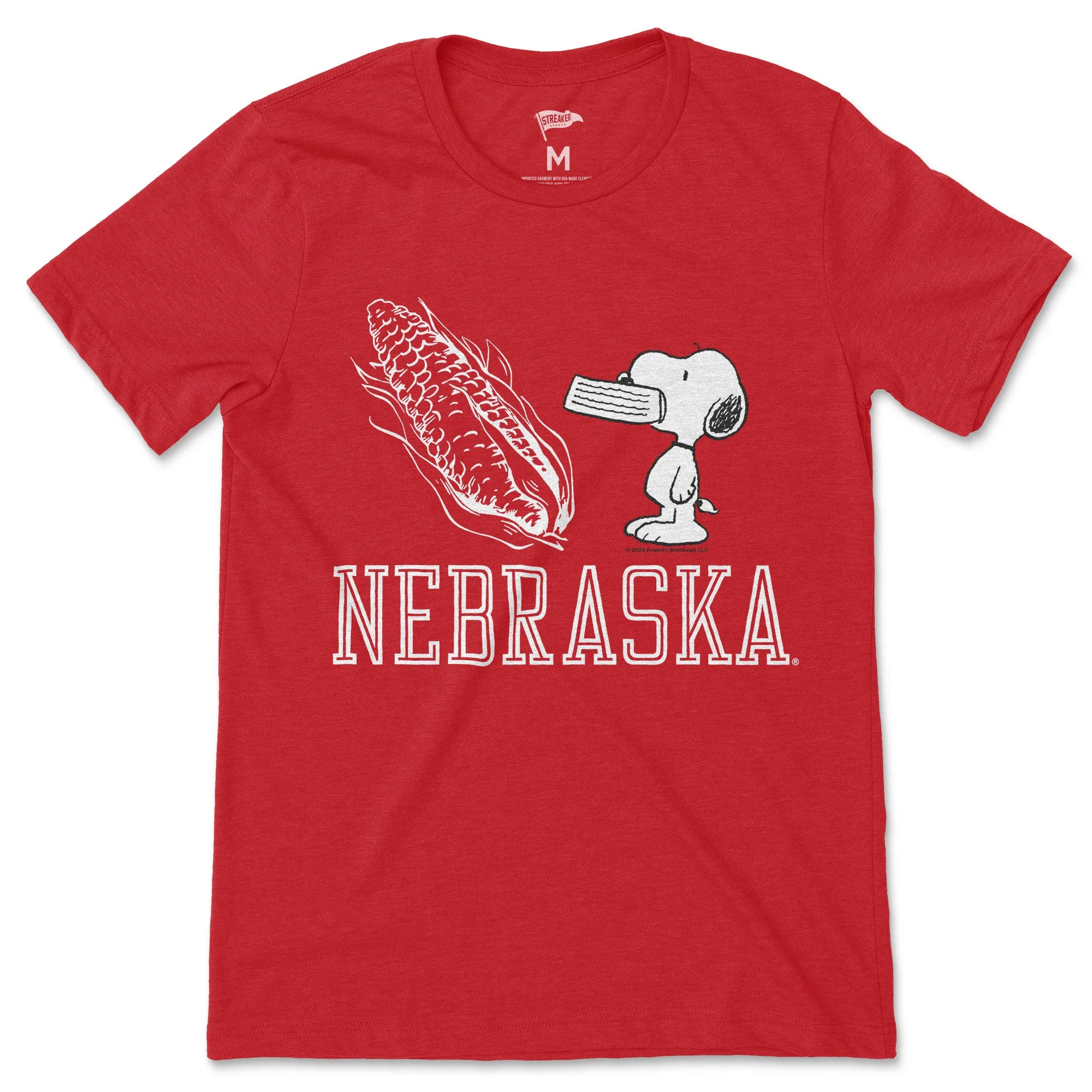 Peanuts x Nebraska Snoopy Corn Tee sold by Streaker Sports