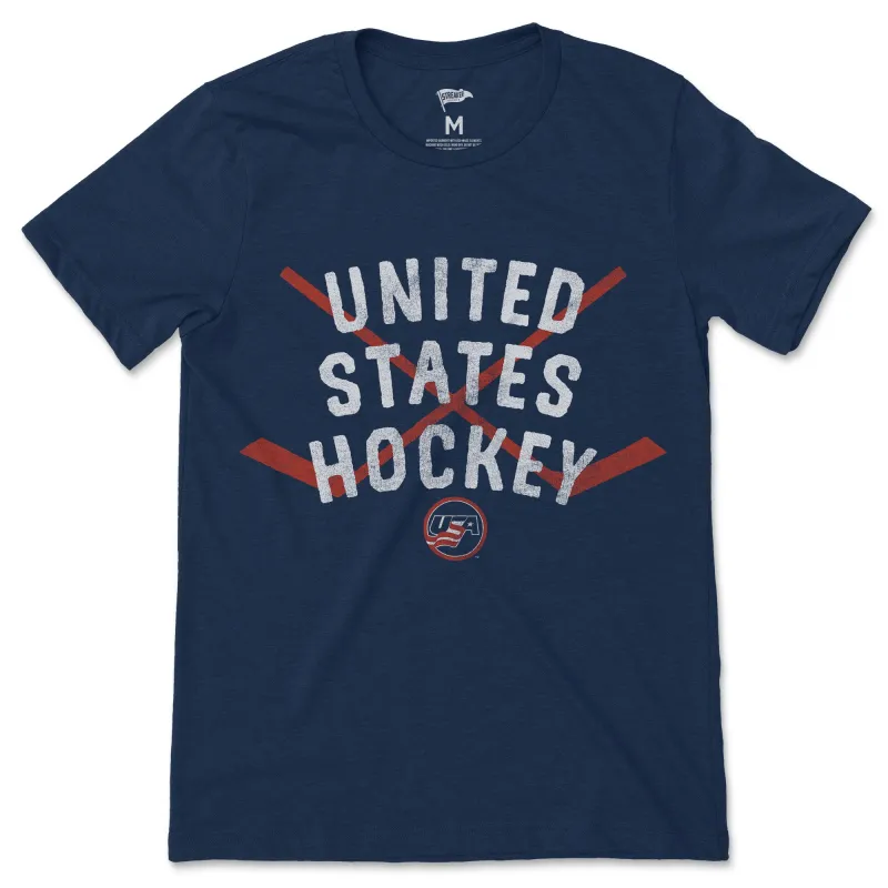 USA Hockey Crossed Sticks Tee sold by Streaker Sports