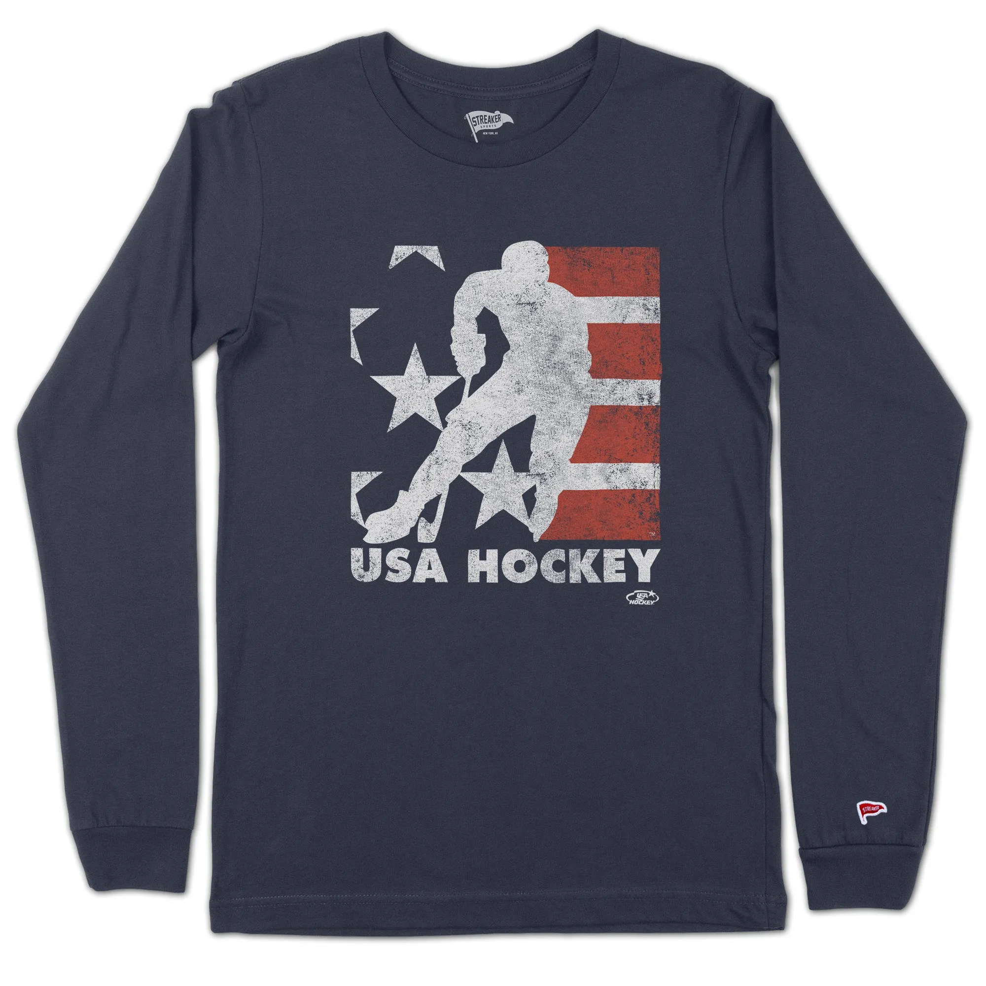 USA Hockey Retro Skater Logo Long Sleeve sold by Streaker Sports