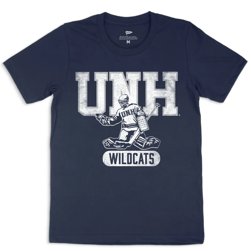 UNH Vintage Hockey Goalie Tee sold by Streaker Sports