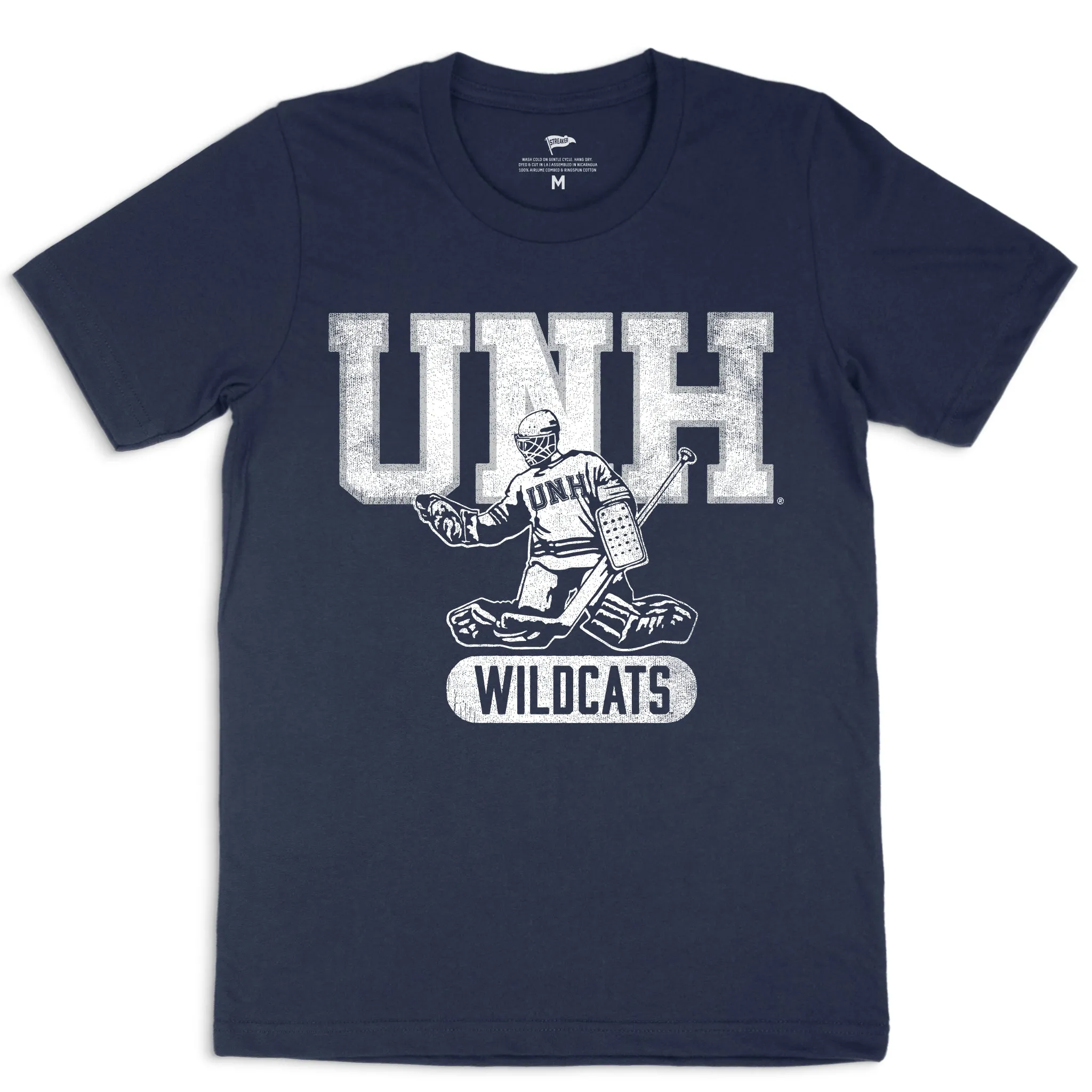 UNH Vintage Hockey Goalie Tee sold by Streaker Sports