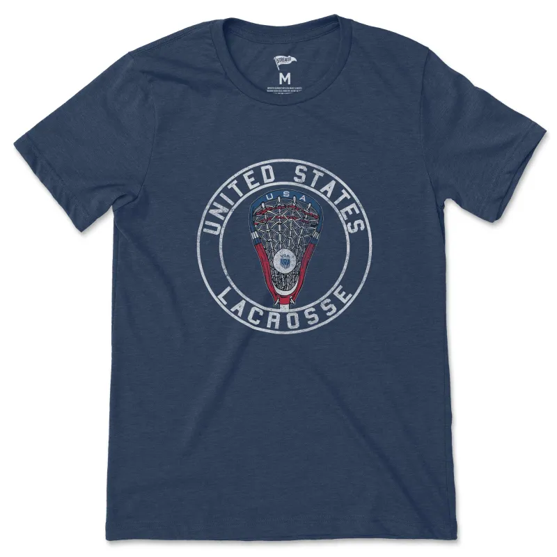 USA Lacrosse Vintage Crest Tee sold by Streaker Sports