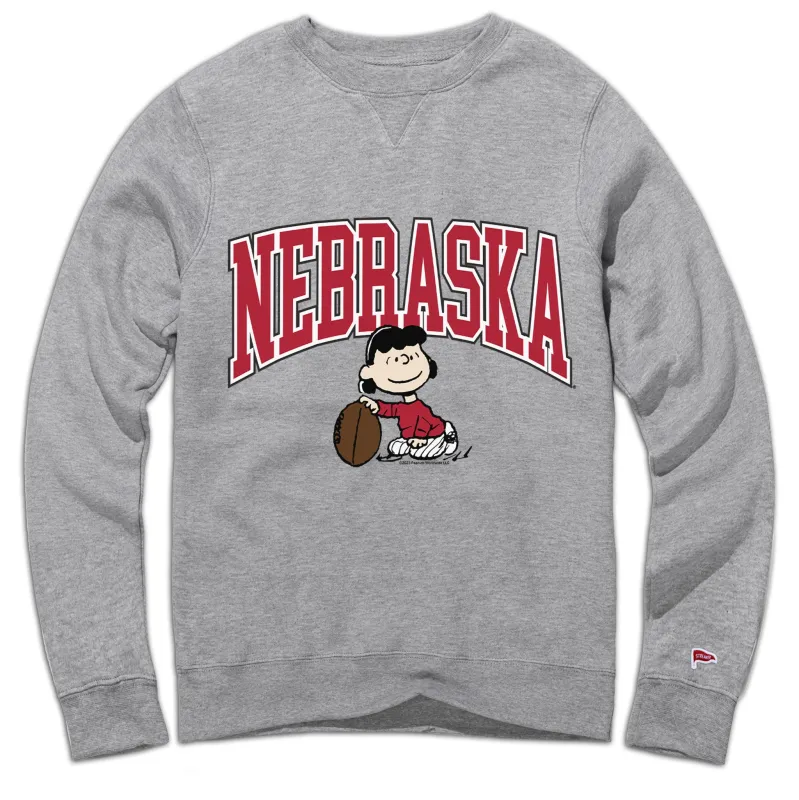 Peanuts x Nebraska Lucy Football Crewneck Sweatshirt sold by Streaker Sports