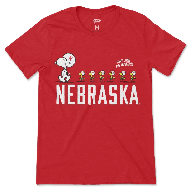 Peanuts x Nebraska Snoopy's Football Team Tee sold by Streaker Sports