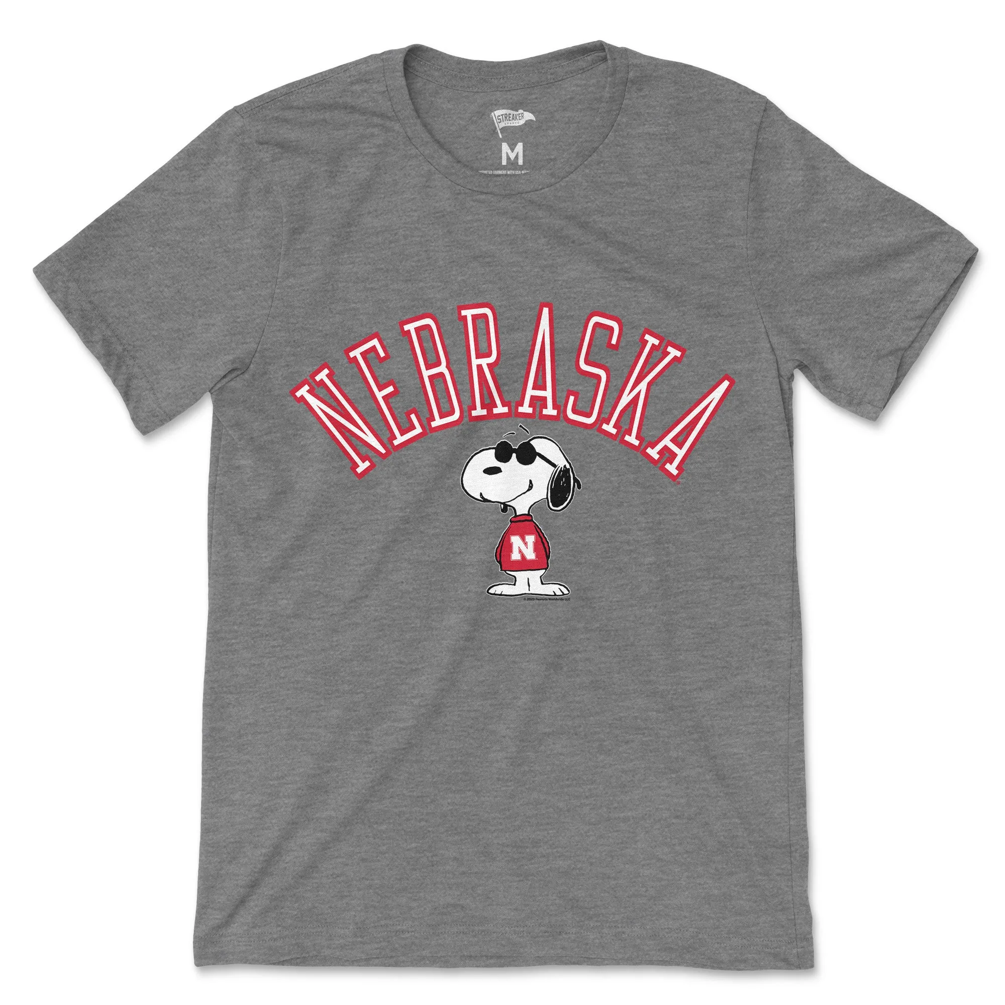 Peanuts x Nebraska Joe College Tee sold by Streaker Sports