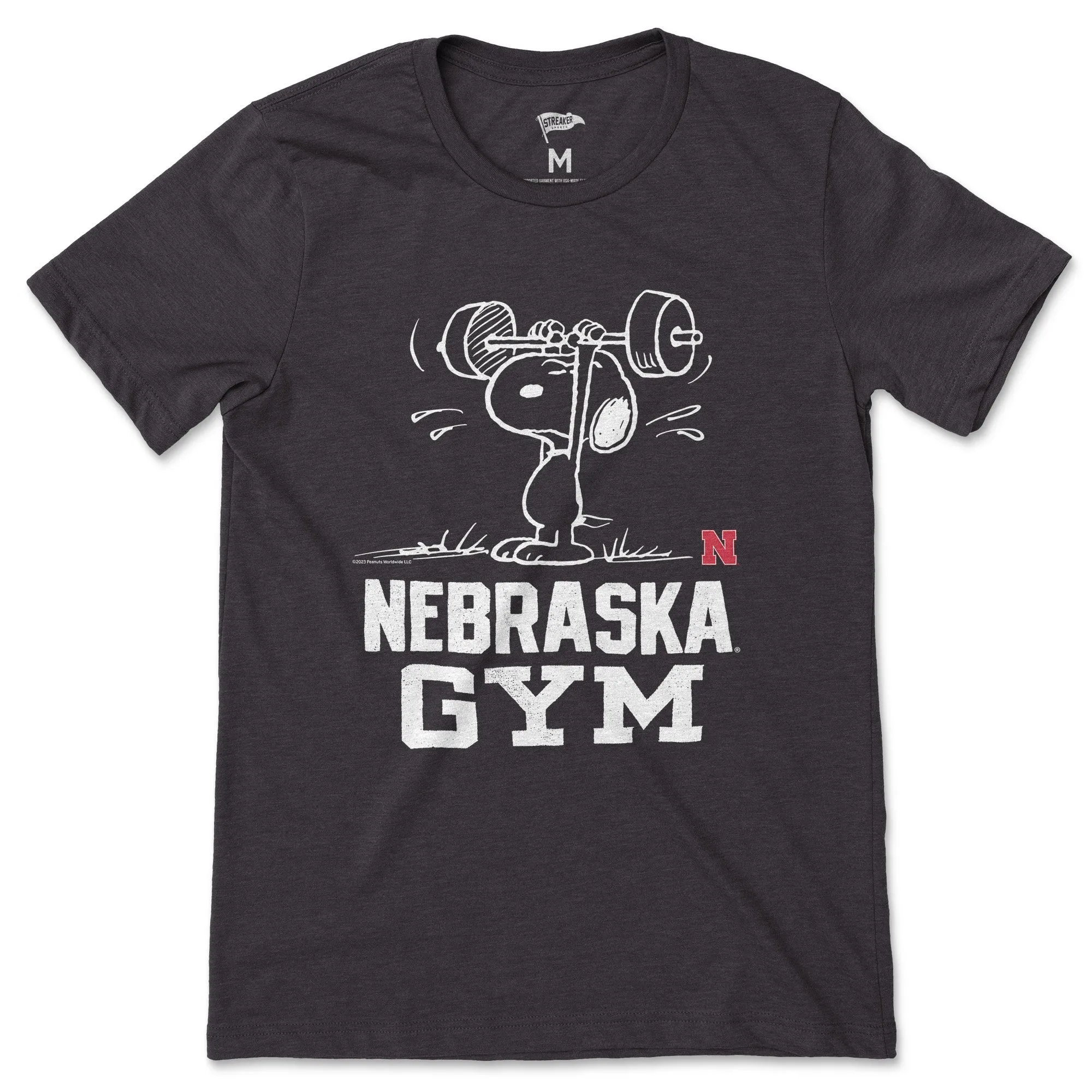 Peanuts x Nebraska Gym Tee sold by Streaker Sports