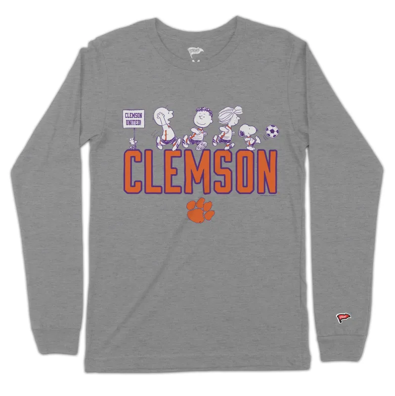 Peanuts x Clemson Soccer Long Sleeve sold by Streaker Sports