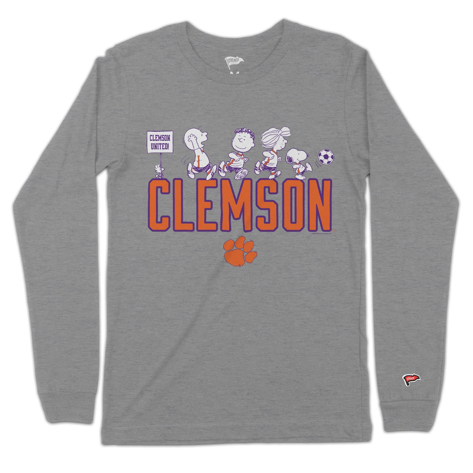 Peanuts x Clemson Soccer Long Sleeve sold by Streaker Sports
