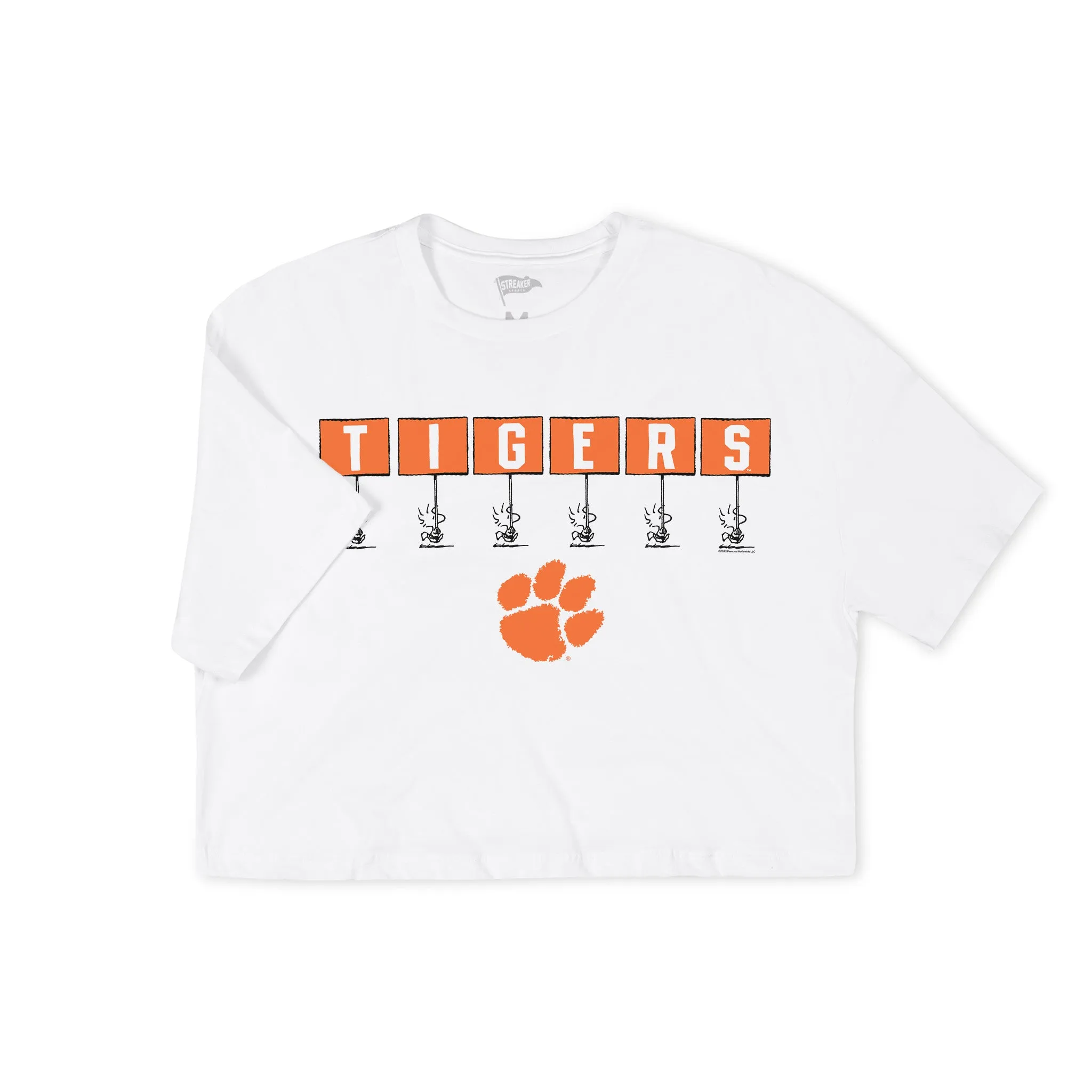 Peanuts x Clemson Gameday Crop Tee sold by Streaker Sports